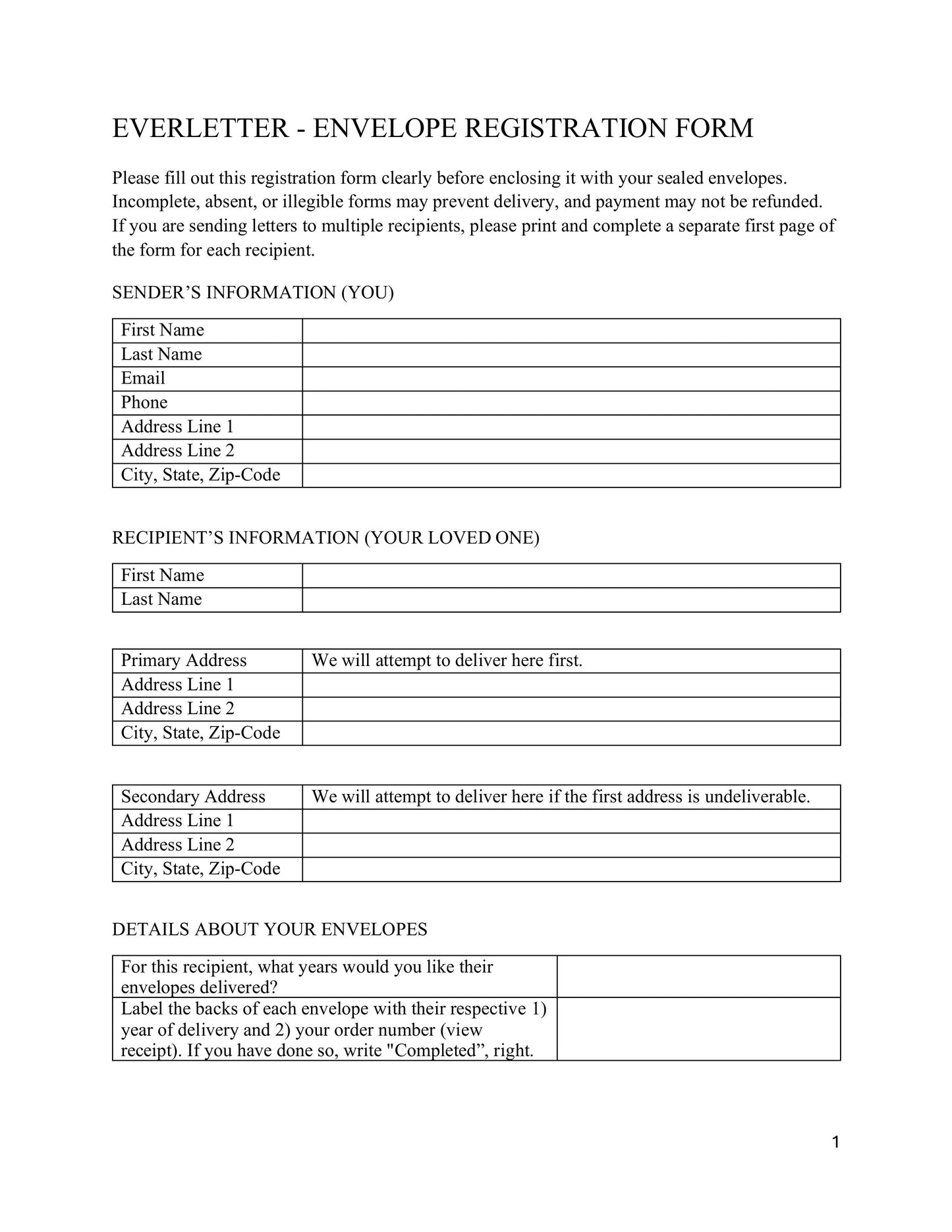 Affiliate Partner Exclusive — 1-Envelope Storage & Delivery (10–20 Year Delivery)